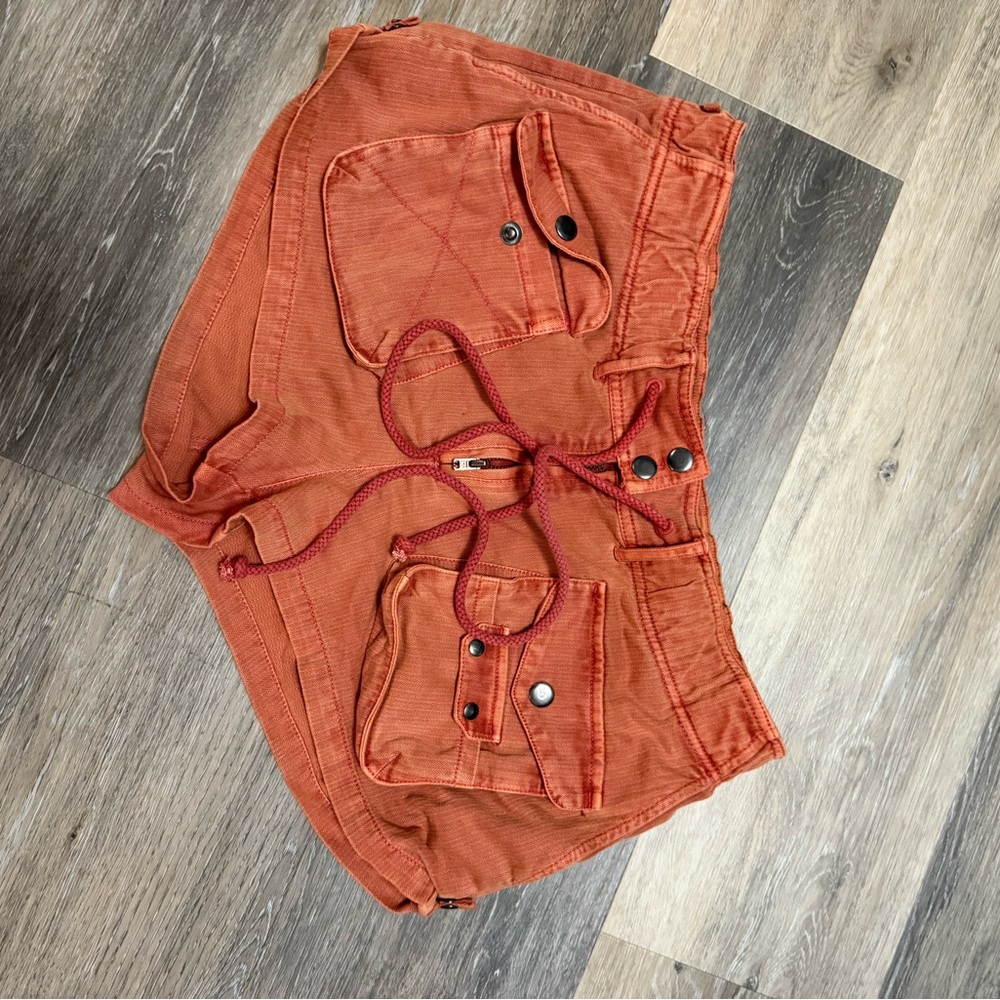 Orange utility Shorts with Pockets